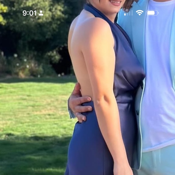 Zara midnight blue Backless Satin Dress - Picture 3 of 4